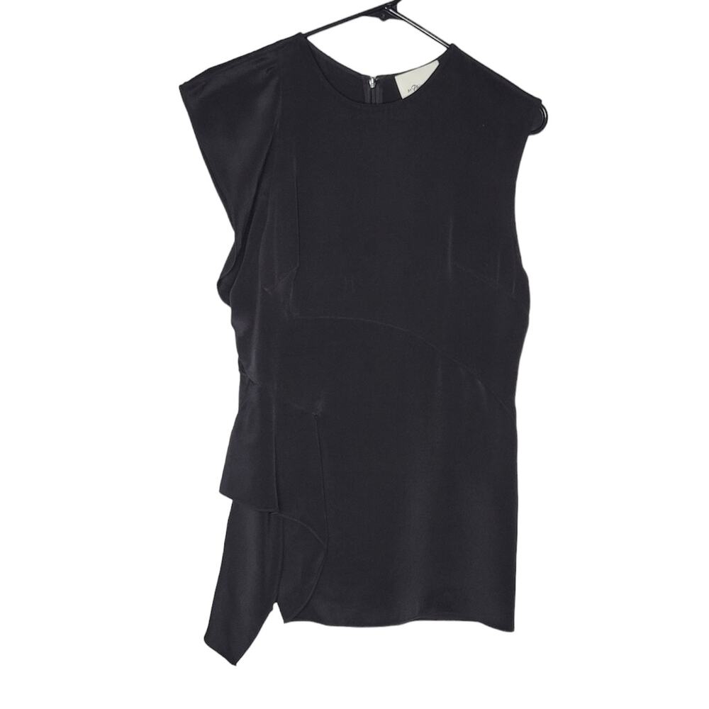 3.1 Phillip Lim Black Silk Ruffled Sleeveless Blouse Women's 4